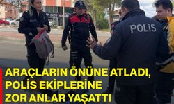 Araçların önüne atladı, polis ekiplerine zor anlar yaşattı