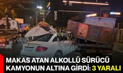 Makas atan alkollü sürücü kamyonun altına girdi: 3 yaralı