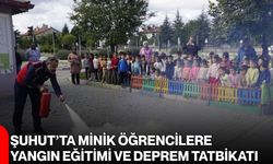 Şuhut’ta minik öğrencilere yangın eğitimi ve deprem tatbikatı