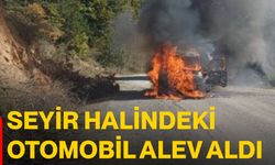 Seyir halindeki otomobil alev aldı