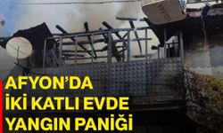 Afyon’da iki katlı evde yangın paniği