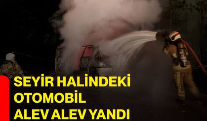Seyir halindeki otomobil alev alev yandı