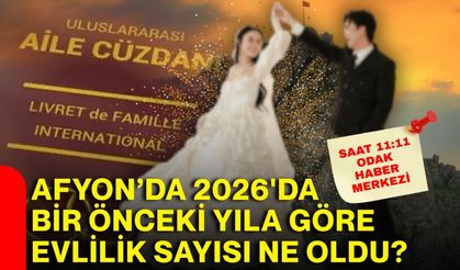 Afyon’da 2026'da bir önceki yıla göre evlilik sayısı ne oldu?