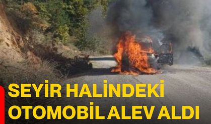 Seyir halindeki otomobil alev aldı
