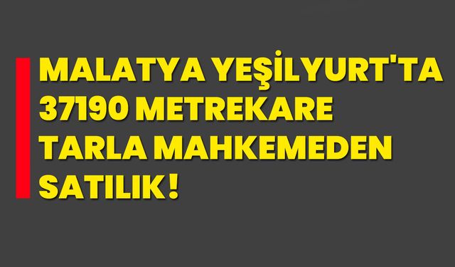Malatya Yeşilyurt'ta 37190 metrekare tarla mahkemeden satılık!