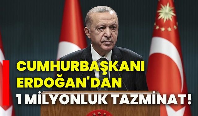 Cumhurbaşkanı Erdoğan'dan 1 milyonluk tazminat!