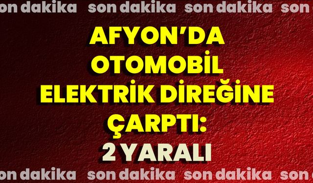 Afyon’da Otomobil Elektrik Direğine Çarptı: 2 Yaralı