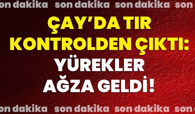 Çay’da tır kontrolden çıktı: Yürekler ağza geldi!