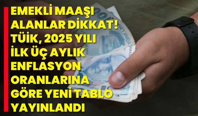 Emekli maaşı alanlar dikkat! TÜİK, 2025 yılı ilk üç aylık enflasyon oranlarına göre yeni tablo yayınlandı