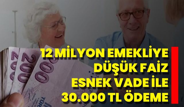 12 Milyon Emekliye Düşük Faiz, Esnek Vade İle 30.000 TL Ödeme