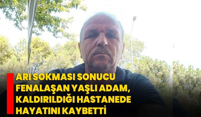 Arı sokması sonucu fenalaşan yaşlı adam, kaldırıldığı hastanede hayatını kaybetti