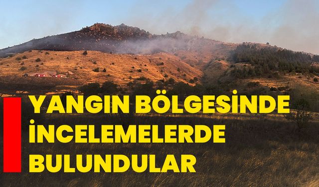 Yangın bölgesinde incelemelerde bulundular