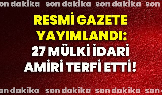 Resmi Gazete yayımlandı: 27 mülki idari amiri terfi etti!
