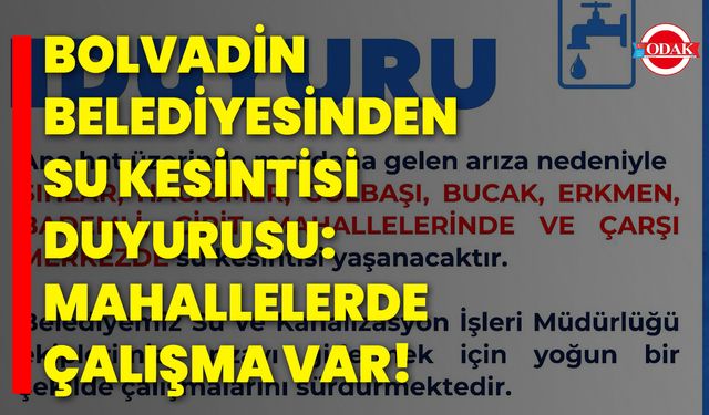 Bolvadin Belediyesinden Su Kesintisi Duyurusu: Mahallelerde Çalışma Var!
