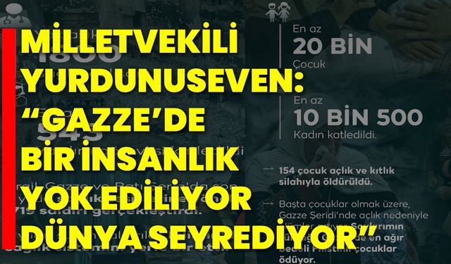 Milletvekili Yurdunuseven: “Gazze’de Bir İnsanlık Yok Ediliyor, Dünya Seyrediyor”