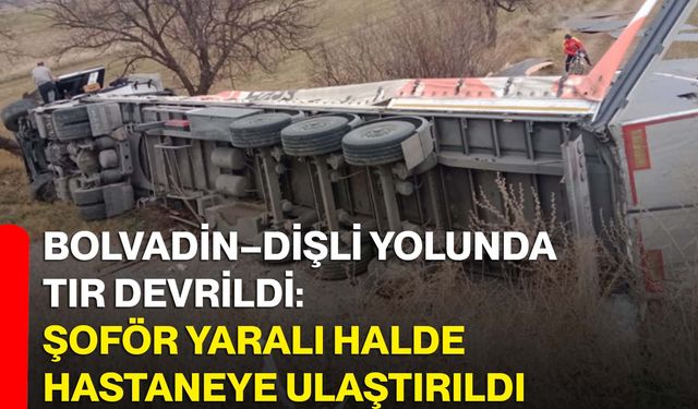Bolvadin–Dişli Yolunda Tır Devrildi: Şoför Yaralı Halde Hastaneye Ulaştırıldı