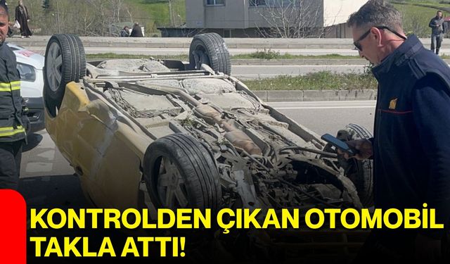 Kontrolden Çıkan Otomobil Takla Attı!