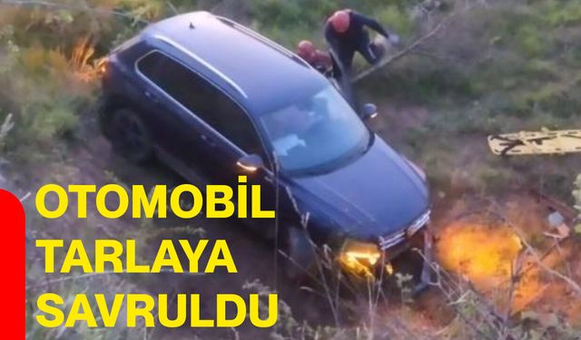 Otomobil tarlaya savruldu