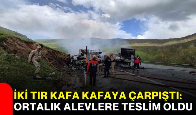 İki Tır Kafa Kafaya Çarpıştı: Ortalık Alevlere Teslim Oldu