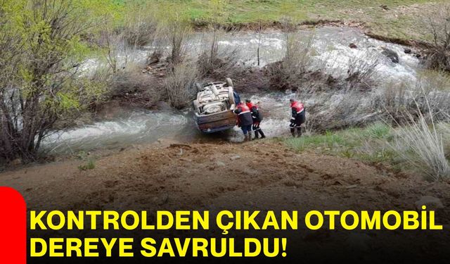 Kontrolden çıkan otomobil dereye savruldu!