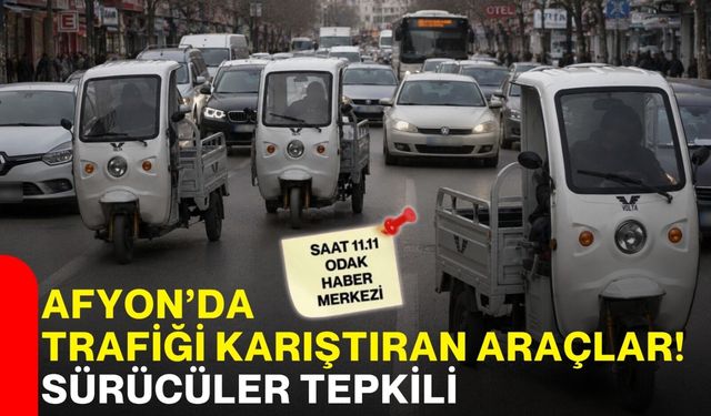 Afyon’da trafiği karıştıran araçlar! Sürücüler tepkili