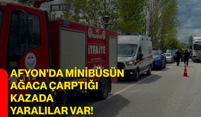 Afyon’da minibüsün ağaca çarptığı kazada yaralılar var!