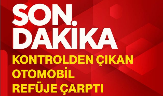 Kontrolden çıkan otomobil refüje çarptı