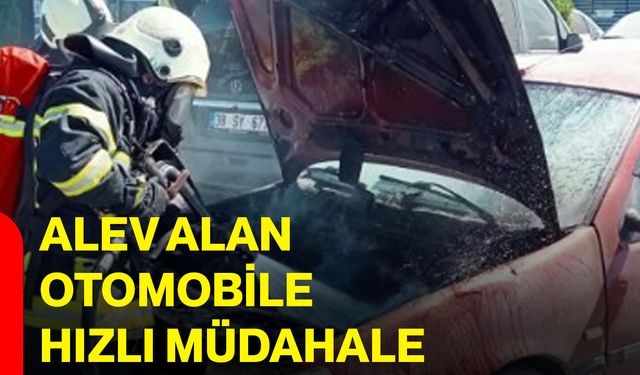 Alev alan otomobile hızlı müdahale