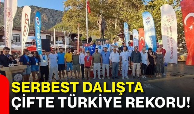 Serbest dalışta çifte Türkiye rekoru!
