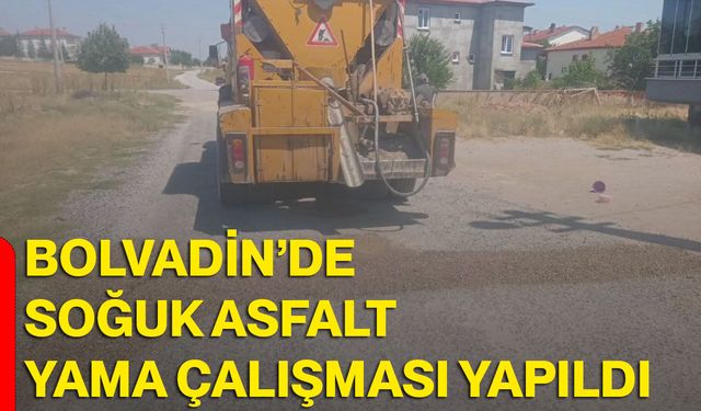 Bolvadin’de soğuk asfalt yama çalışması yapıldı