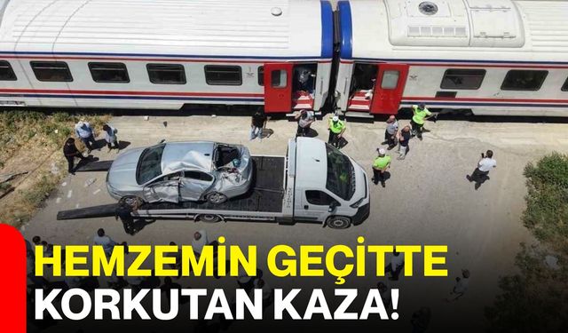 Hemzemin geçitte korkutan kaza!