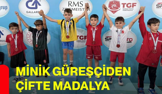 Minik güreşçiden çifte madalya