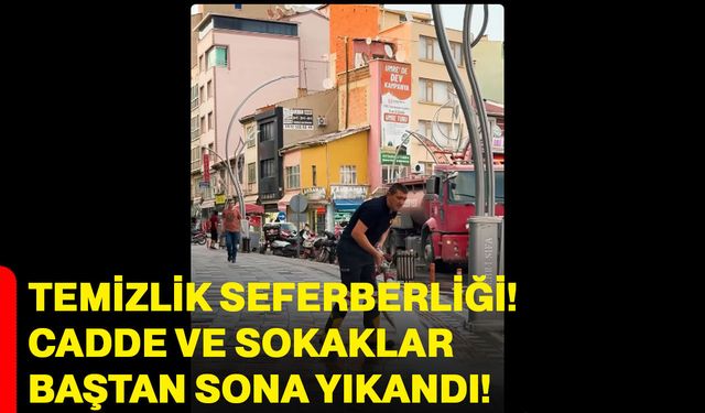 Sandıklı'da temizlik seferberliği! Cadde ve sokaklar baştan sona yıkandı