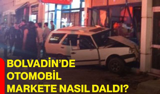 Bolvadin’de otomobil markete nasıl daldı?