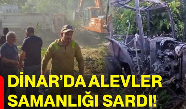 Dinar’da alevler samanlığı sardı!