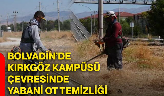 Bolvadin’de Kırkgöz Kampüsü çevresinde yabani ot temizliği