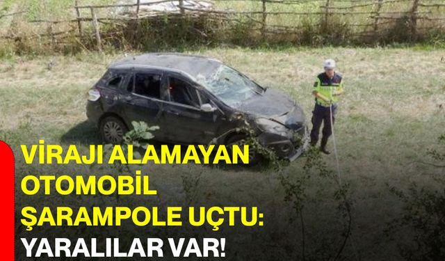 Virajı alamayan otomobil şarampole uçtu: Yaralılar var!
