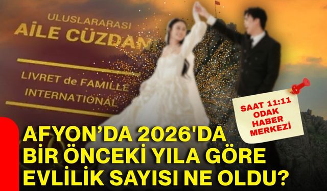 Afyon’da 2026'da bir önceki yıla göre evlilik sayısı ne oldu?