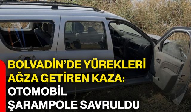 Bolvadin’de yürekleri ağza getiren kaza: Otomobil şarampole savruldu