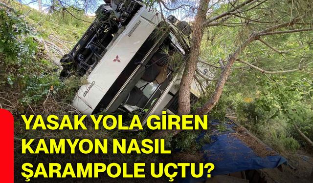 Yasak yola giren kamyon nasıl şarampole uçtu?
