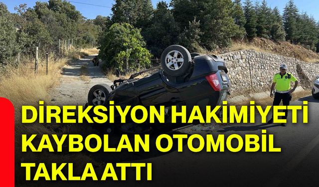 Direksiyon hakimiyeti kaybolan otomobil takla attı