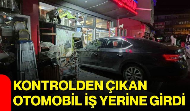 Kontrolden çıkan otomobil iş yerine girdi