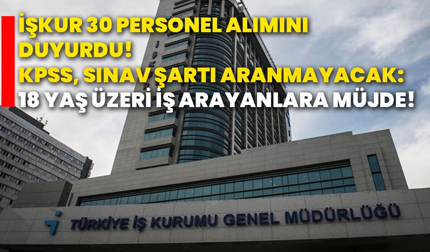 İŞKUR 30 personel alımını duyurdu! KPSS, sınav şartı aranmayacak: 18 yaş üzeri iş arayanlara müjde!