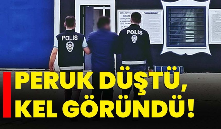 Peruk düştü, kel göründü!
