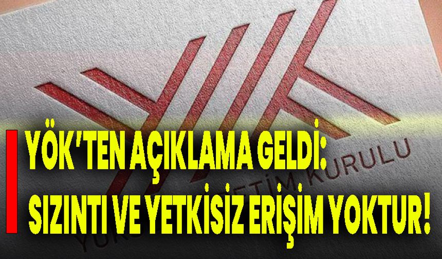 YÖK’ten Açıklama Geldi:  Sızıntı Ve Yetkisiz Erişim Yoktur!