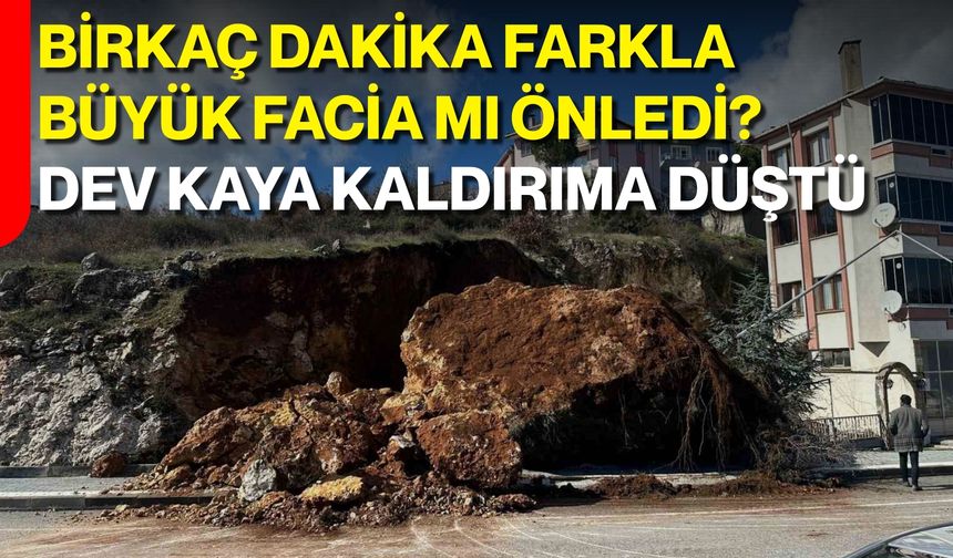 Birkaç Dakika Farkla Büyük Facia mı Önledi? Dev Kaya Kaldırıma Düştü