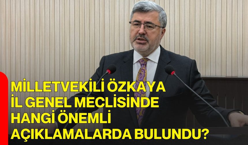 Milletvekili Özkaya İl Genel Meclisinde hangi önemli açıklamalarda bulundu?