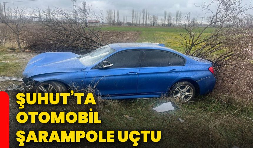 Şuhut’ta otomobil şarampole uçtu