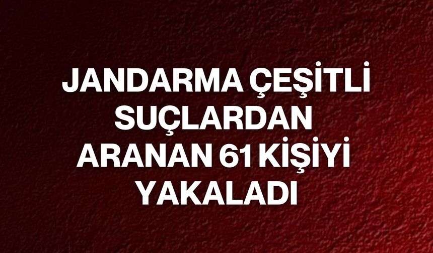 Jandarma çeşitli suçlardan aranan 61 kişiyi yakaladı