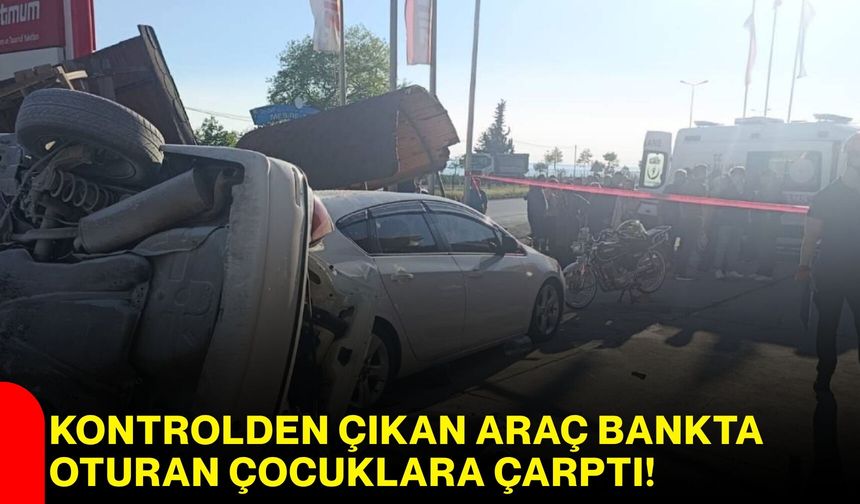 Kontrolden Çıkan Araç Bankta Oturan Çocuklara Çarptı